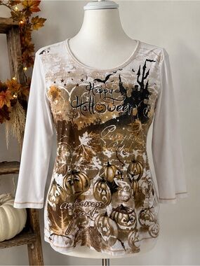 Halloween Pumpkin Patch Graphic Tee XL Christopher & Banks